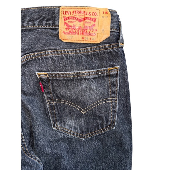 Levis 501 Original Fit Jeans Mens 32 X 27 Dark Wash Blue Straight Leg Denim - Picture 8 of 8